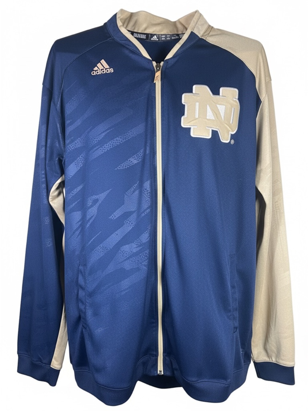Adidas Notre Dame Fighting Irish Blue & Gold Full-Zip Warm-Up Jacket - Men's 2XL